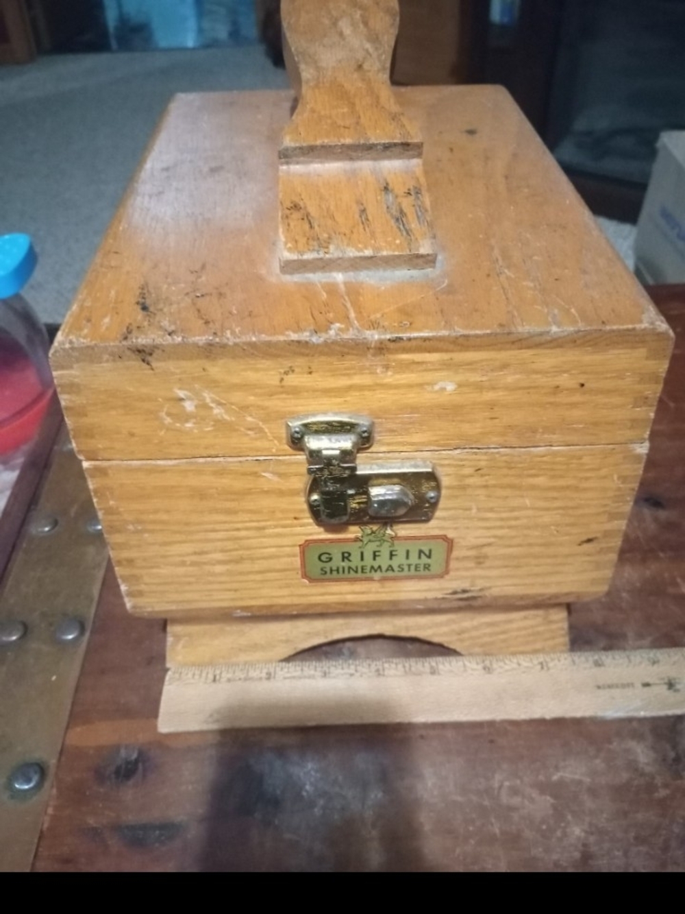 Wooden Shoe Shine Box in Light Brown